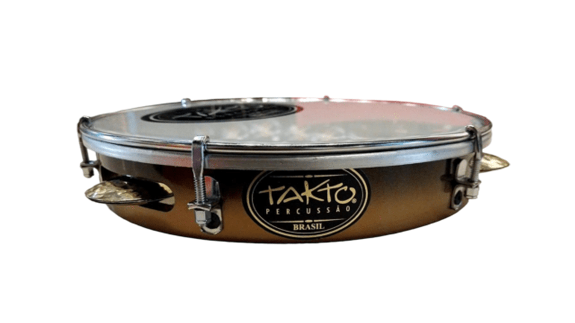 Pandeiro de 11" TAKTO Pele Transparente Garras Simples - COR: Preto/Dourado ref.366LCAPD, FERRAGEM: Cromada