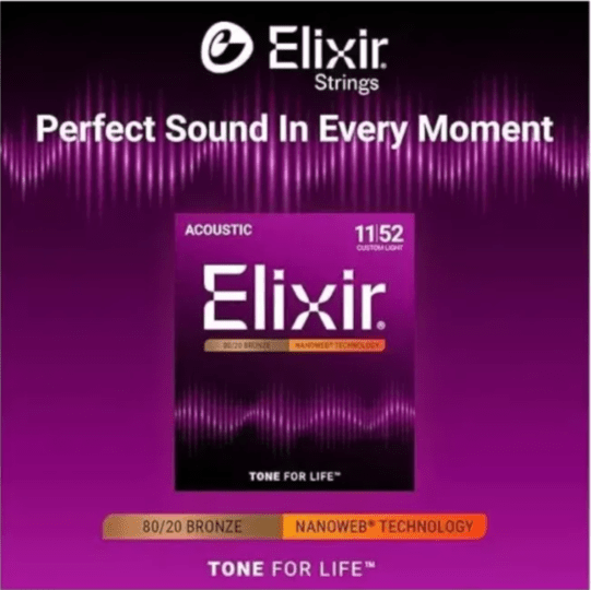 Encordoamento para Violão Aço Elixir Nanoweb Custom Light .011 Ref. 3211