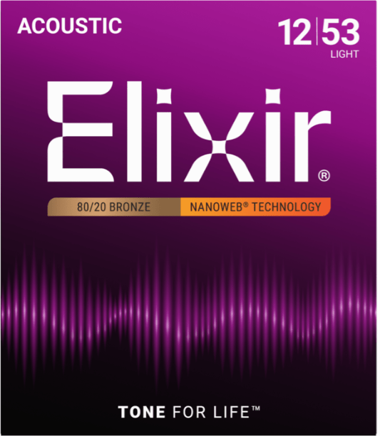 Encordoamento para Violão Aço Elixir Nanoweb Light .012 Ref. 3212