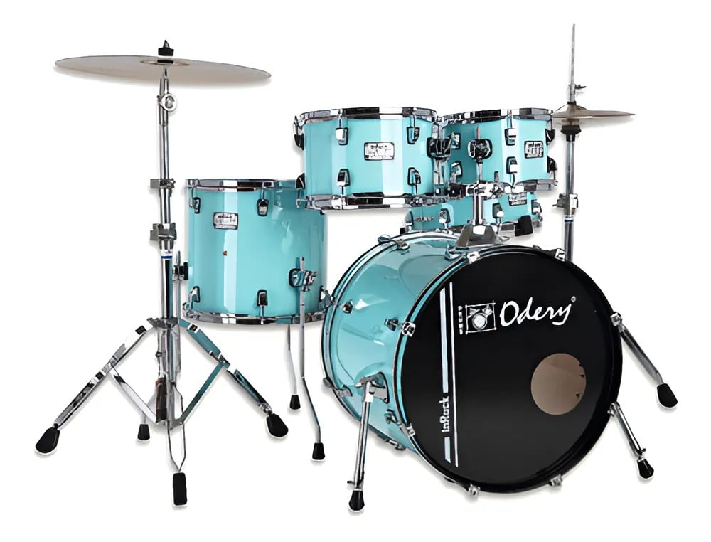 Bateria ODERY 5 peças c/banco Bumbo 18" in Rock IR-180 - COR: Surf Green ( Pratos não incluso ) 