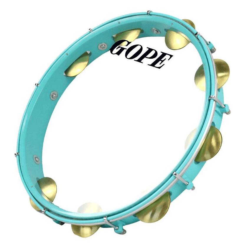 Pandeiro Gope Super Leve 12" 8 Afinações Verde Reels Pele Cristal (647SLERV)