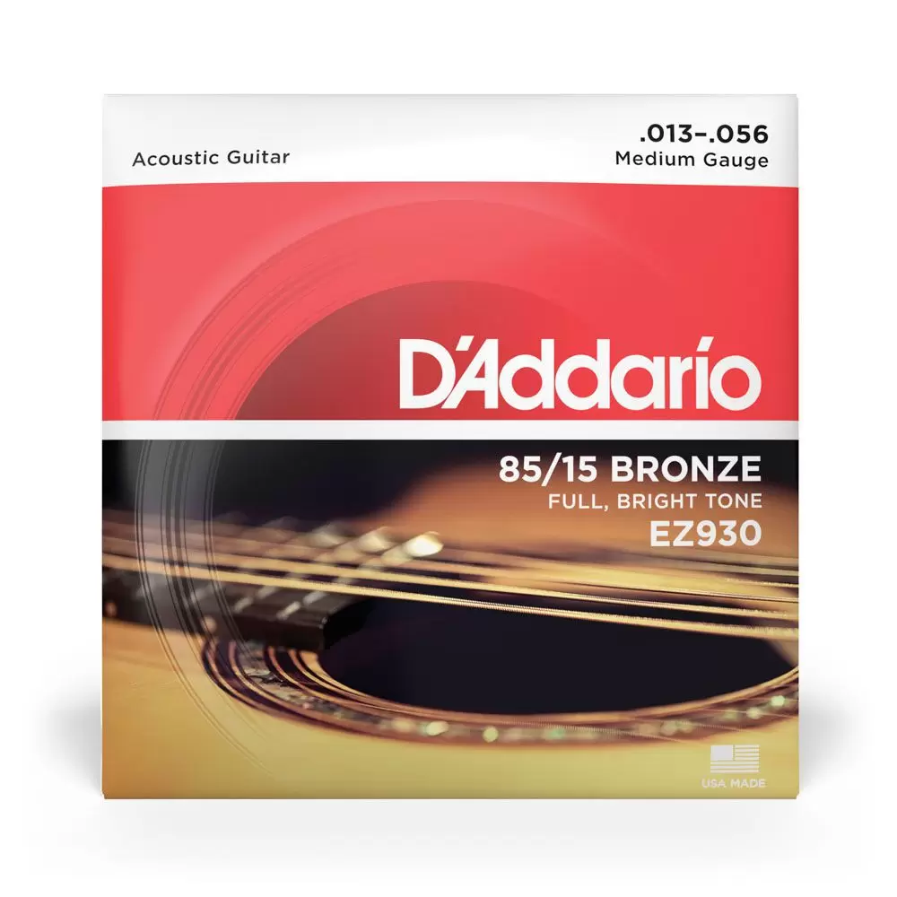 Encordoamento para Violão de Aço D'Addario EZ-930 85/15 Bronze Medidas .012 - .054 - Média (Medium)