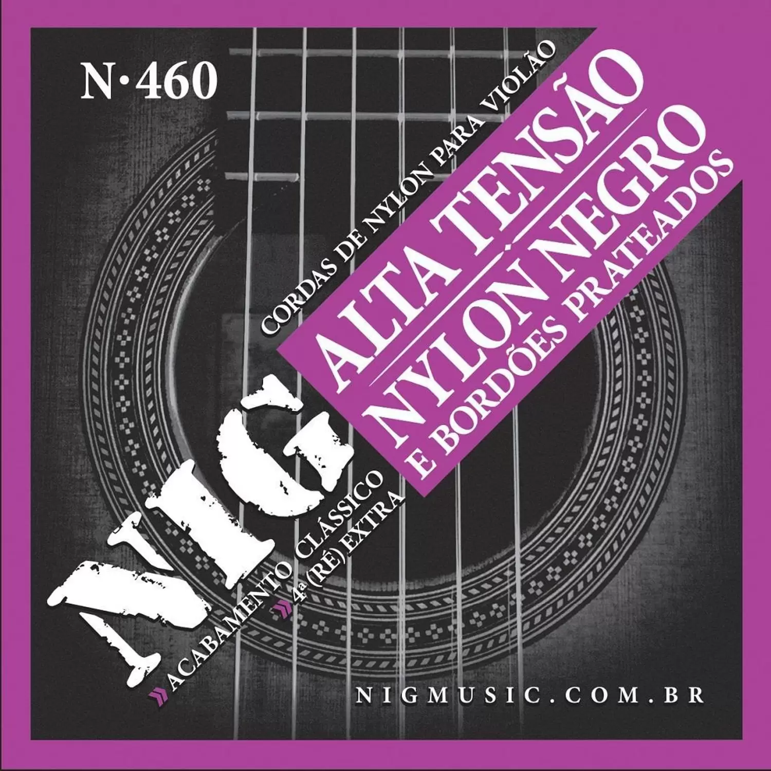 Encordoamento para Violão Nylon Preto NIG Tensão Alta N-460