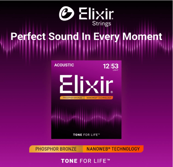 Encordoamento Violao Aço Elixir Nanoweb Phosphor/Bronze 012 16052 ref. 8090