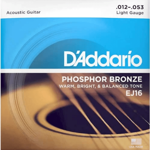 Encordoamento Violão Aço D'Addario Phosphor Bronze EJ16 Light 012-053