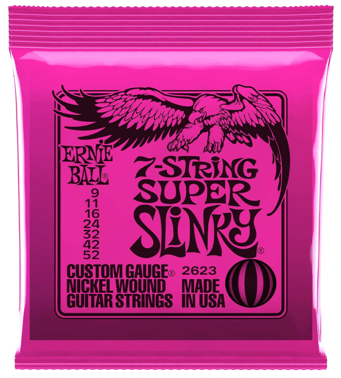 Encordoamento Guitarra 7 Cordas Ernie Ball 2623 Super Slinky 009-052