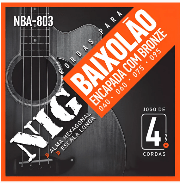 Encordoamento para Contrabaixo Acústico Baixolão 4 cordas NIG 040 Bronze NBA-803