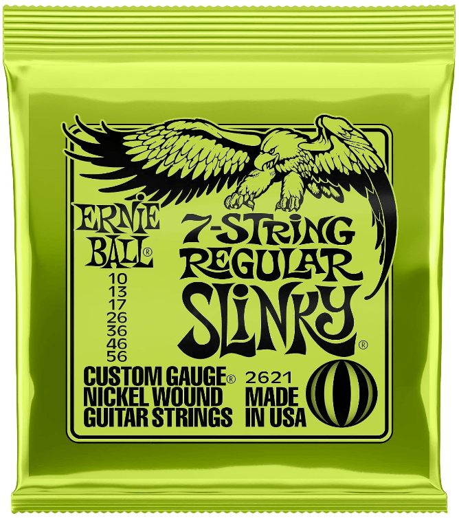 Encordoamento Guitarra 7 Cordas Ernie Ball 2621 Regular Slinky Nickel Wound 010-056