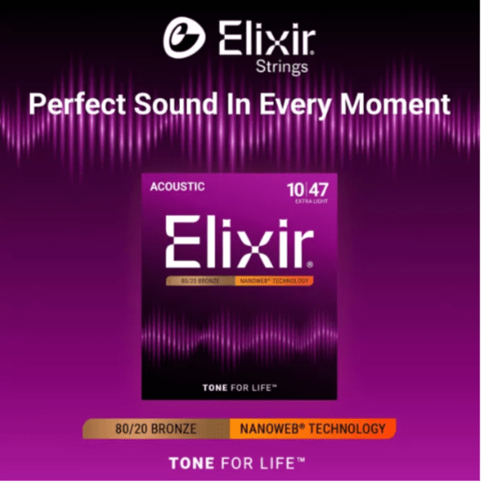Encordoamento para Violão Aço ELIXIR Phosphor/Bronze Nanoweb Extra Light 010 Ref. 5337