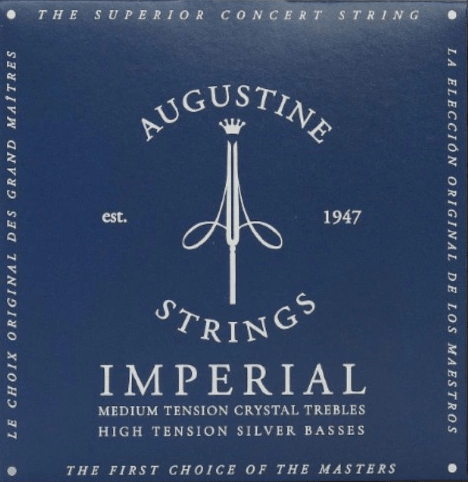 Encordoamento Violão Nylon Augustine Imperial Blue Primas Média Bordões Alta Tensão