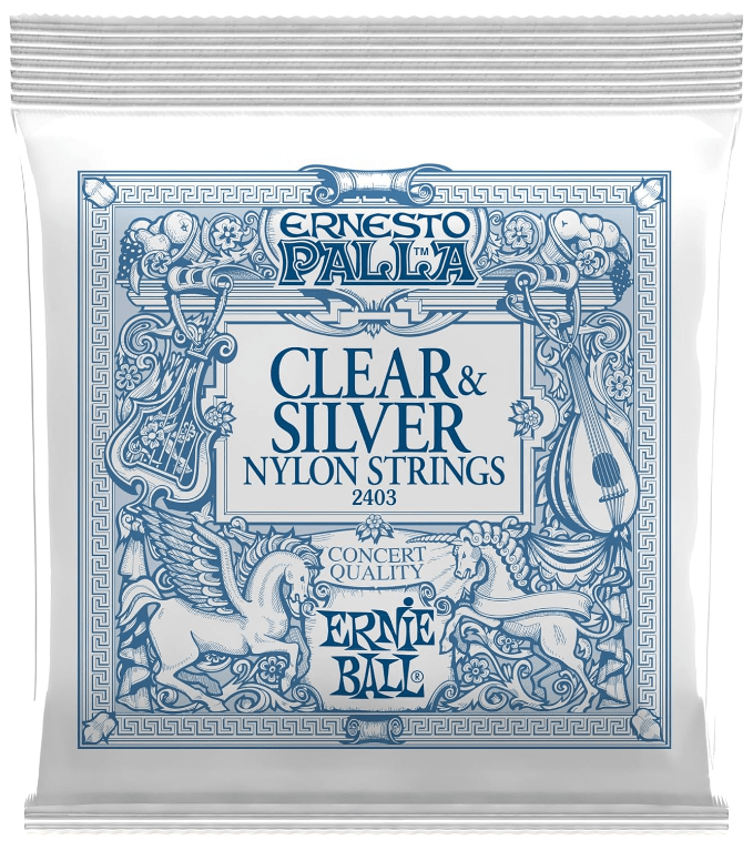 Encordoamento Violão Nylon Ernie Ball 2403 Ernesto Palla Clear Silver 028-042