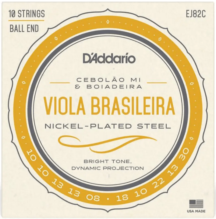 Encordoamento Viola Caipira D'Addario EJ82C Cebolão Mi Boiadeira Bolinha