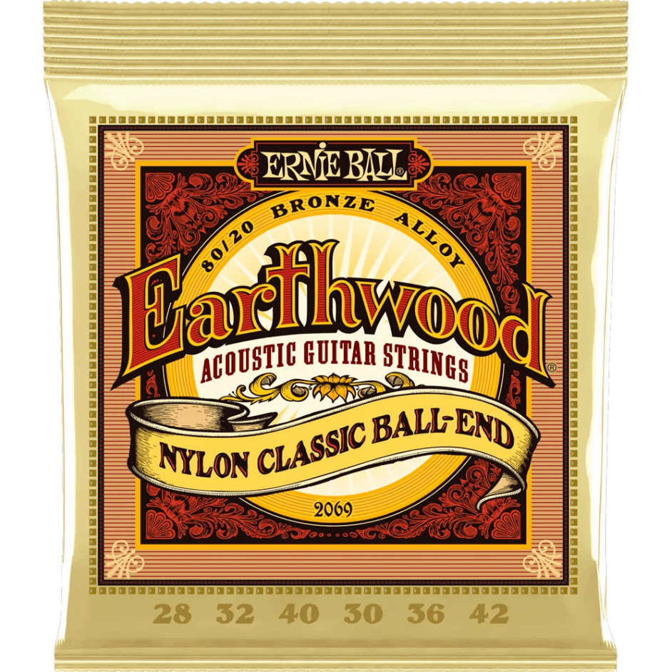 Encordoamento Violão Nylon Ernie Ball 2069 Earthwood 80/20 Bronze com Bolinha 028-042