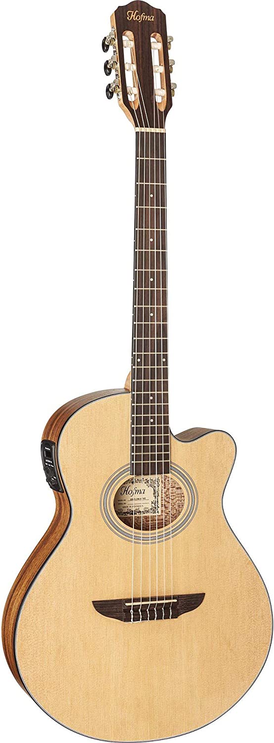 Violão Hofma Nylon c/afinador Tampo Abeto Lateral Teca HMN-298