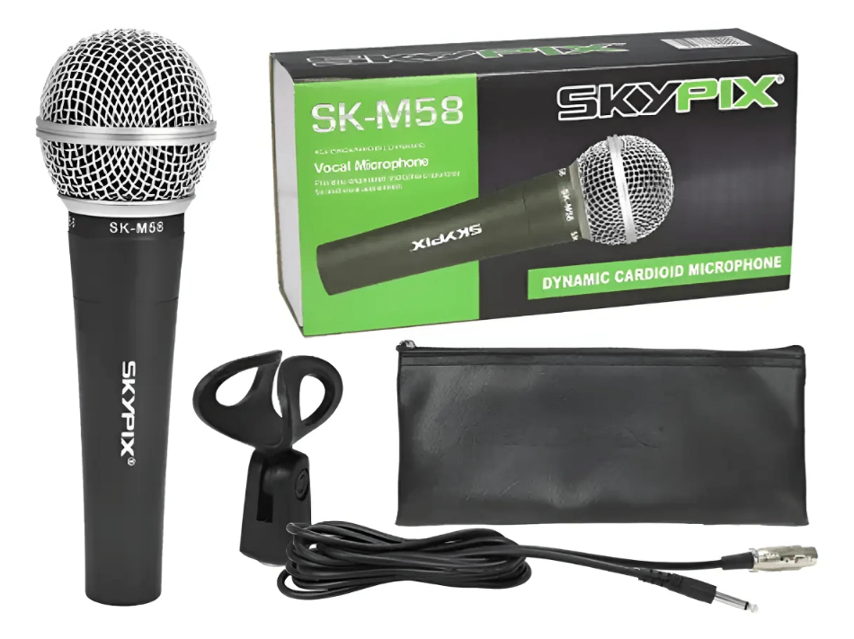 Microfone Dinâmico Vocal Skypix M-58 com Cabo