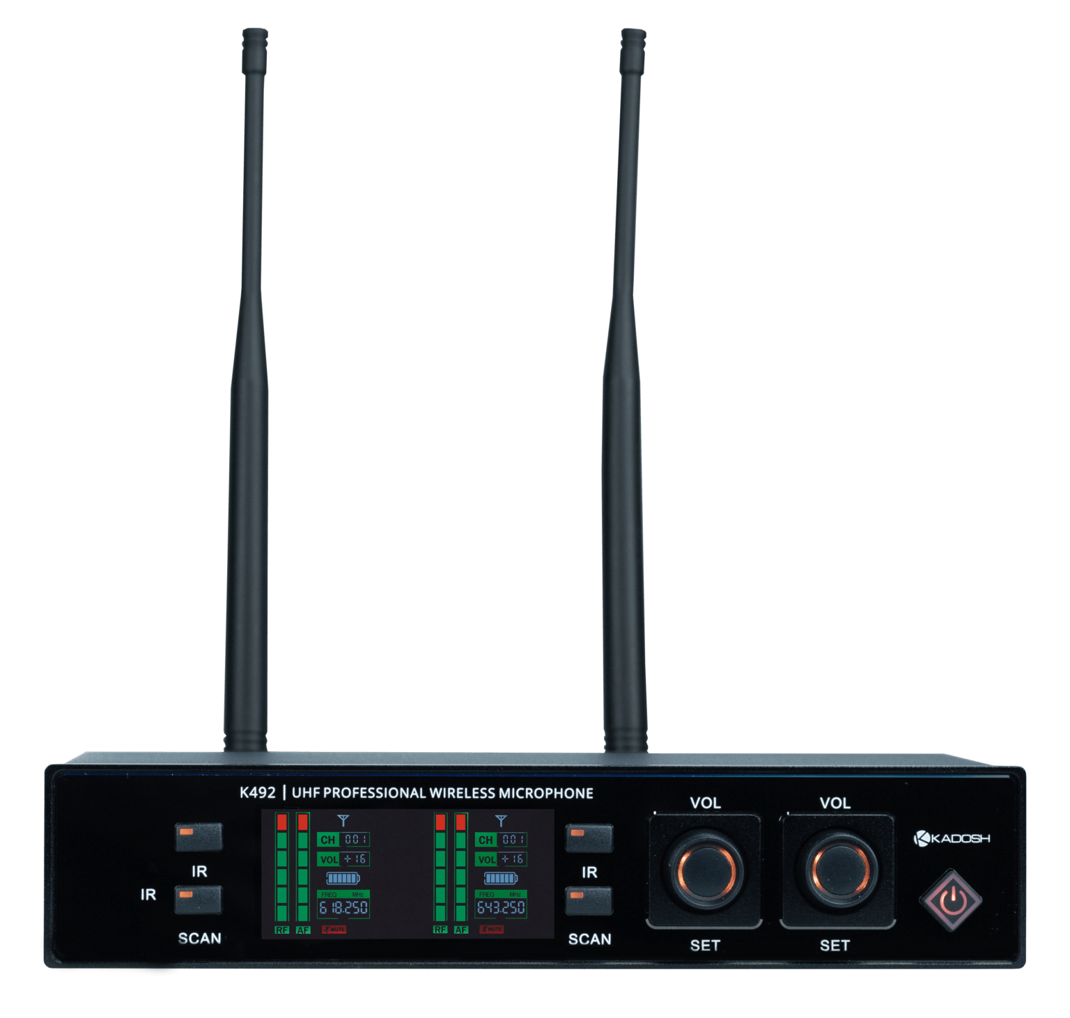 Microfone Kadosh UHF(200 freq) de Mão + Mão c/bateria recarregável K-492MREC 
