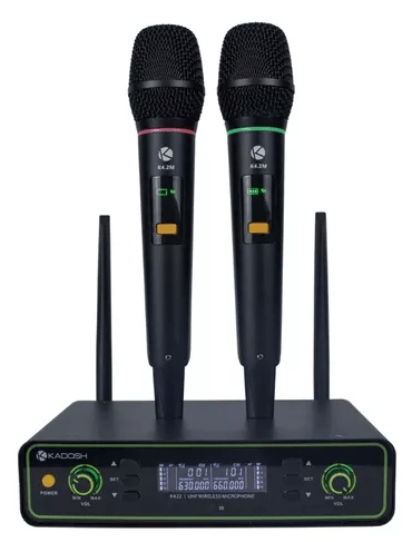 Microfone Kadosh UHF(200 freq) de Mão + Mão com bateria recarregável K-422M