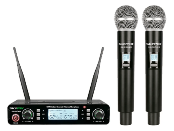 Microfone Sem Fio Duplo Skypix Pro 420 UHF