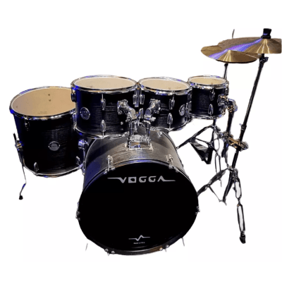 Bateria VOGGA com 3 tons, banco, pedal, pratos, baqueta PULSE - MODELO: VPD-222 Bumbo 22", COR: MTB(Matte Black) 