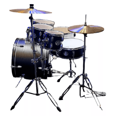 Bateria VOGGA com 3 tons, banco, pedal, pratos, baqueta PULSE - MODELO: VPD-222 Bumbo 22", COR: MTB(Matte Black) 