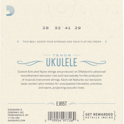 Encordoamento Ukulele Tenor D'Addario EJ65T Custom Extruded Nylon