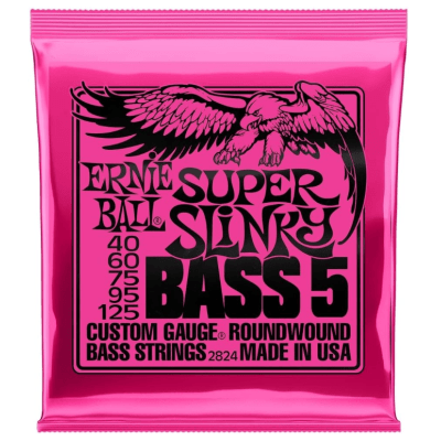 Encordoamento Baixo 5 Cordas Ernie Ball 2824 Super Slinky Nickel Wound 040-125