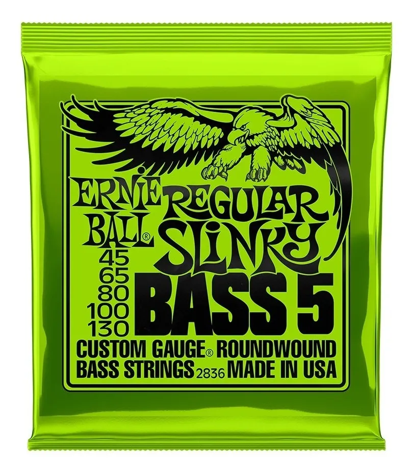 Encordoamento para Baixo 5 cordas .045 Ernie Ball Regular Slinky Ref. 2836