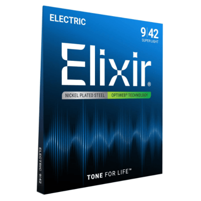 Encordoamento para Guitarra Elixir Optiweb Super Light (0.09-0.042) – Toque Natural e Durabilidade Prolongada