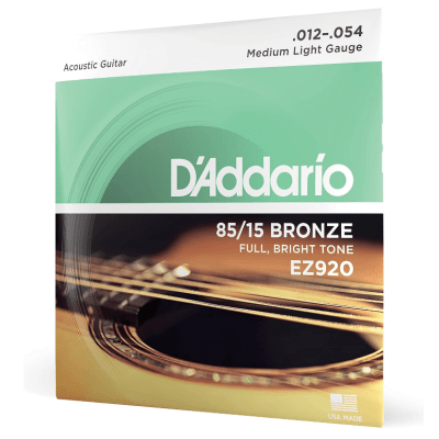 Encordoamento Violão Aço D'Addario EZ920 85/15 Bronze Medium Light 012-054