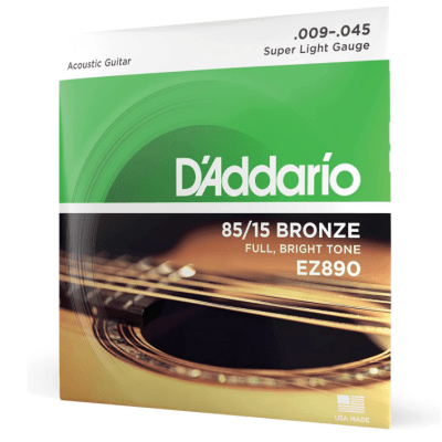 Encordoamento Violão Aço D'Addario EZ890 85/15 Bronze Super Light 009-045