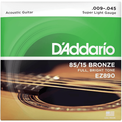 Encordoamento Violão Aço D'Addario EZ890 85/15 Bronze Super Light 009-045