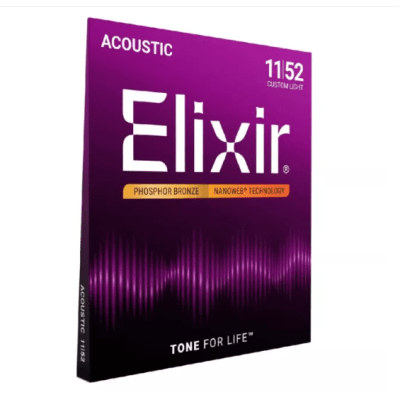 Encordoamento para Violão Aço Elixir Nanoweb Custom Light .011 Ref. 3211