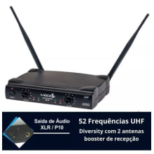 Microfone de Mão Duplo UHF Sem Fio Lyco 52 frequências UH-08MM