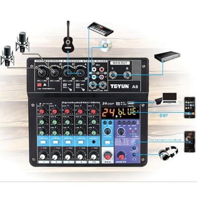 Mixer Teyun de 06 canais A6