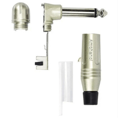 Conector Plug P10 Macho Mono 90° L Amphenol ACPM-RN – Níquel Acetinado