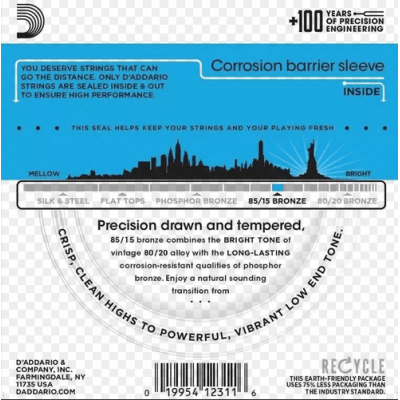 Encordoamento para Violão de Aço 12 Cordas D'Addario EZ-940 85/15 Bronze Leve .010 - .050 (Light)