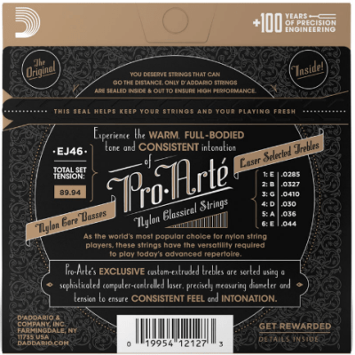 Encordoamento Violão Nylon D'Addario Pro-Arté EJ46 Tensão Alta