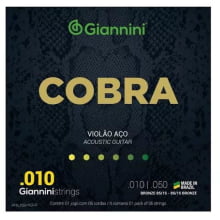 Encordoamento Giannini Cobra Violão Aço 010-050    85/15    Geefle 