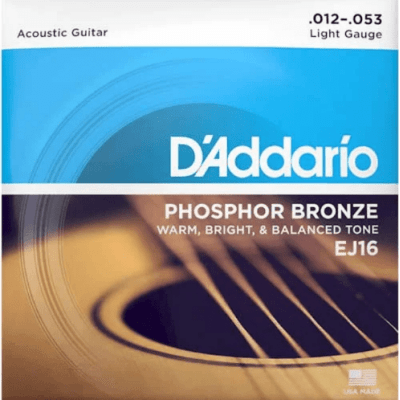 Encordoamento Violão Aço D'Addario Phosphor Bronze EJ16 Light 012-053