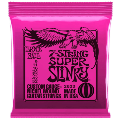 Encordoamento Guitarra 7 Cordas Ernie Ball 2623 Super Slinky Nickel Wound 009-052