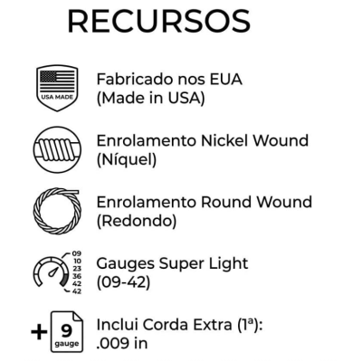 Encordoamento Guitarra D'Addario EXL120 XL Nickel Wound Super Light 009-042