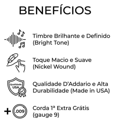 Encordoamento Guitarra D'Addario EXL120 XL Nickel Wound Super Light 009-042