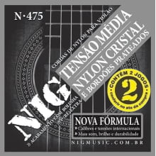 Encordoamento p/ Violão Nylon   Tensão Média NIG N-475 (C/bolinha) PACK COM 2 JOGOS 