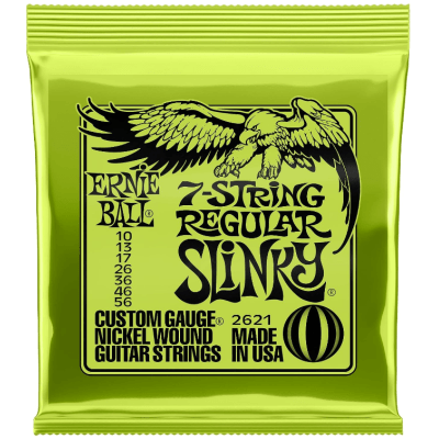 Encordoamento Guitarra 7 Cordas Ernie Ball 2621 Regular Slinky Nickel Wound 010-056