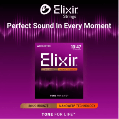 Encordoamento para Violão Aço ELIXIR Phosphor/Bronze Nanoweb Extra Light 010 