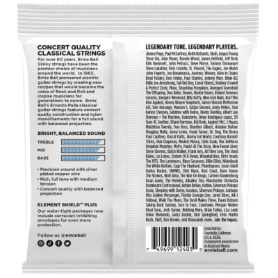 Encordoamento Violão Nylon Ernie Ball 2403 Ernesto Palla Clear Silver 028-042