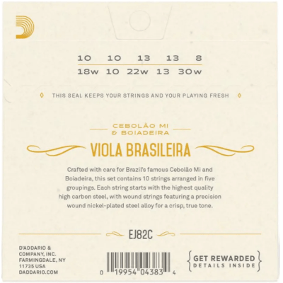 Encordoamento Viola Caipira D'Addario EJ82C Cebolão Mi Boiadeira Bolinha