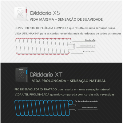 Encordoamento Violão Aço D'Addario XS Phosphor Bronze XSAPB1152 Custom Light 011-052