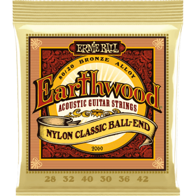 Encordoamento Violão Nylon Ernie Ball 2069 Earthwood 80/20 Bronze com Bolinha 028-042 Encordoamento Violão Nylon Ernie Ball 2069 Earthwood 80/20 Bronze com Bolinha 028-042