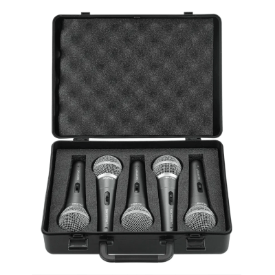 Kit de Microfones Dinâmicos Skypix PMS-5 com 5 Unidades e Maleta